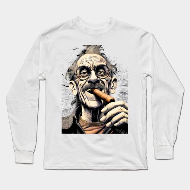 Cigar Smoker: Burning Issues; Missing My Two Front Teeth  on a light (knocked out) background Long Sleeve T-Shirt by Puff Sumo